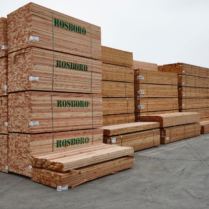 Stacks of lumber at Ganahl lumber. 