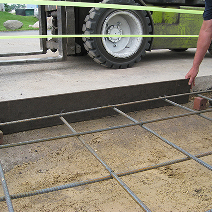 Rebar and concrete flooring form.